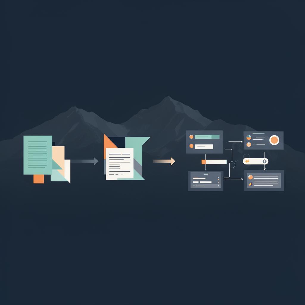 Representación conceptual de una pyme de Andorra ordenando procesos y digitalizando su operativa.