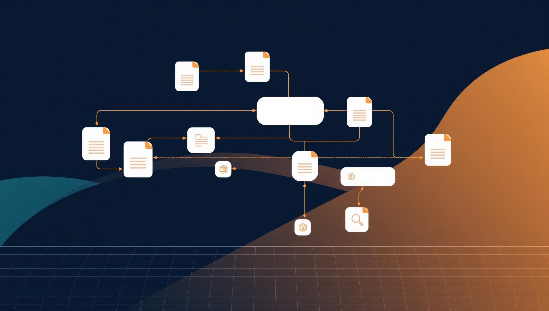 Representación conceptual de una empresa identificando procesos internos que pueden automatizarse.