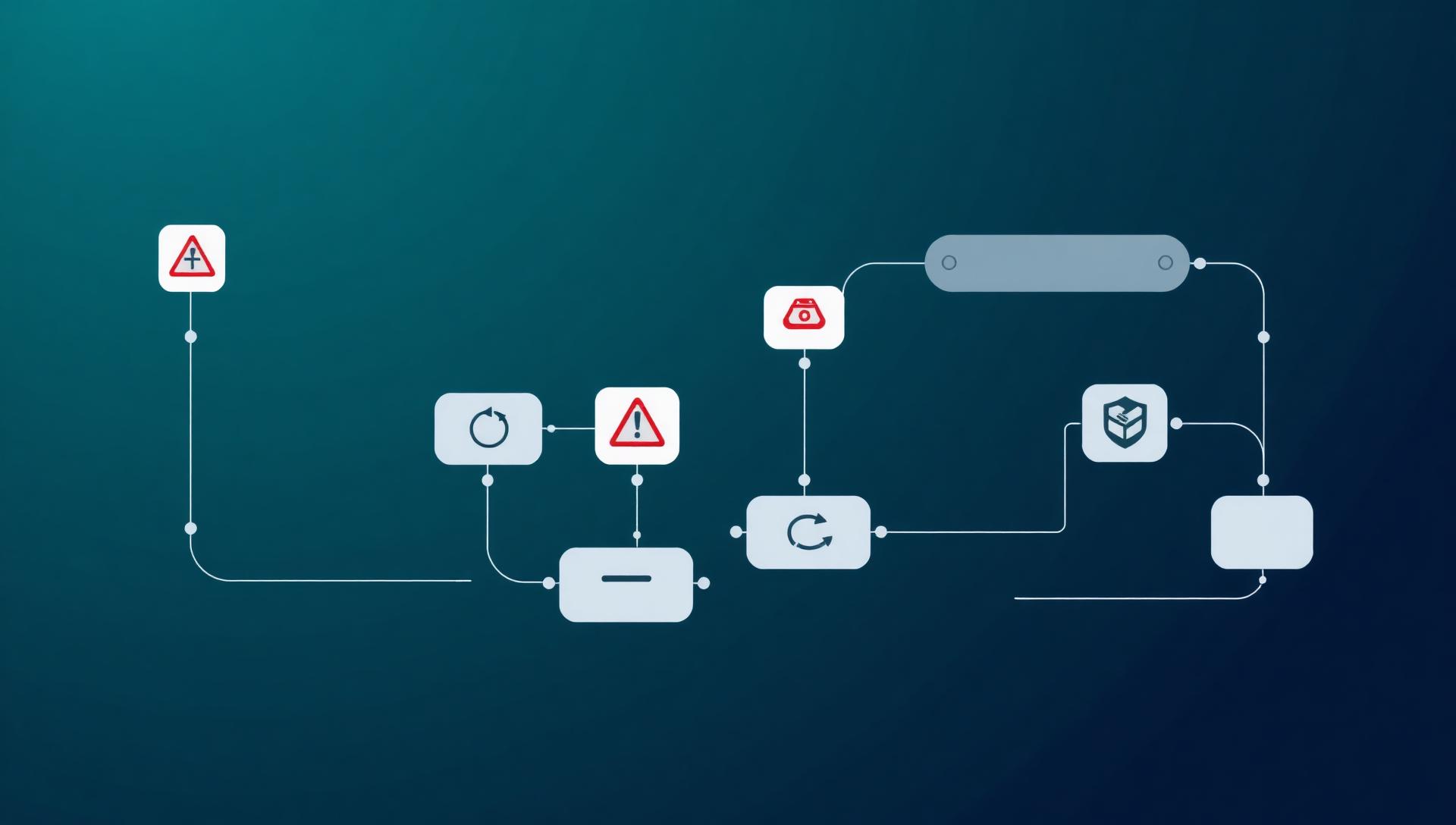Representación conceptual de una automatización empresarial con controles, alertas y mantenimiento.